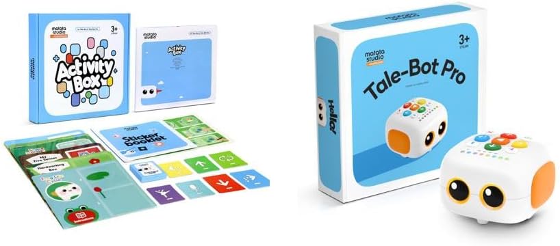 Talebot Pro Coding Robot with Activity Box, STEM Robot for Kids 3+ to Learn Programming, Educational Learning Toy for Toddlers Homeshool Classroom Pre-K