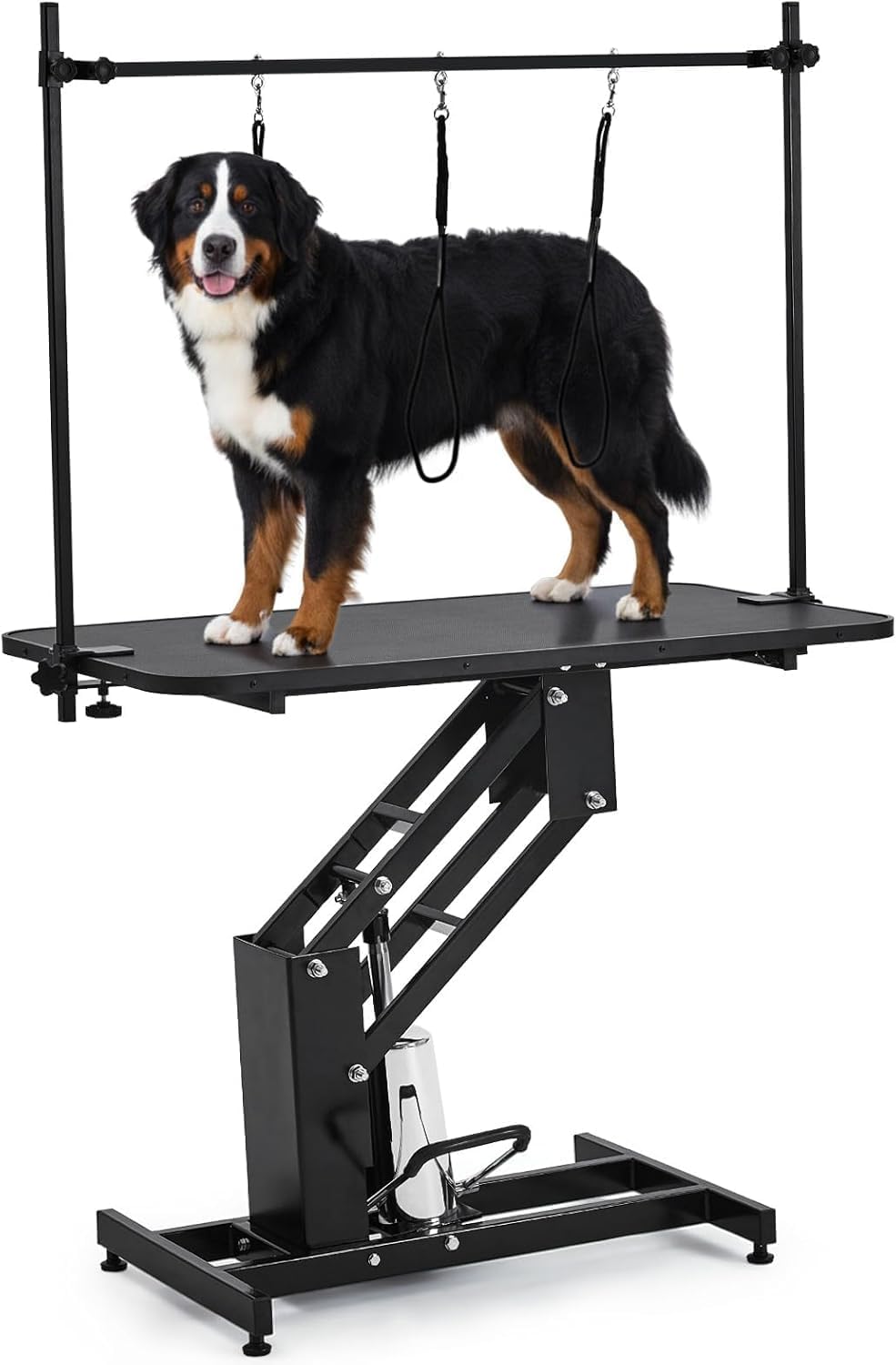 Garvee 43.3" Hydraulic Dog Grooming Table with Max 350 LBS Loading Capacity | Adjustable Height Range 22-39 in, 3 Adjsutable Nooses, Professional Pet Grooming Table, Home Use, Heavy Duty, Bl