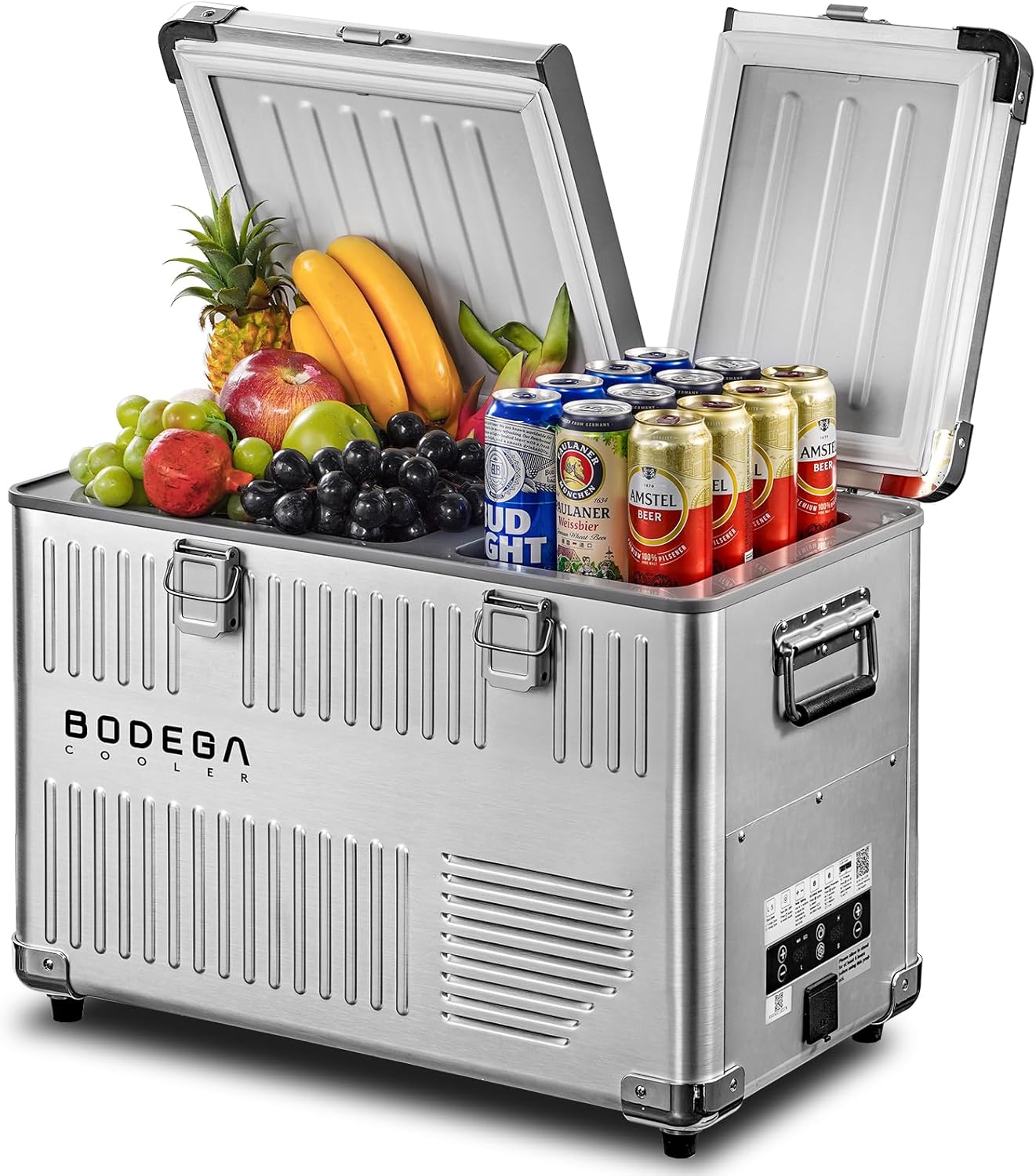 BODEGA 53 Quart (50L) Portable Car Refrigerator, 12V Dual Zone Car Fridge Freezer, Lightweight Aluminum Electric Cooler with Compressor, -4°F to 68°F, DC/AC for Truck, RV, Camping, Van, Home