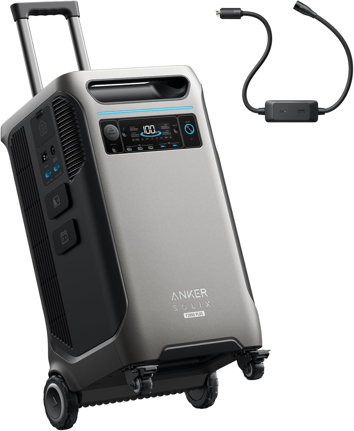 Anker SOLIX F3800 Plus Portable Power Station and 240V Generator Adapter | 3,840Wh LiFePO4 Battery, 3,200W Solar Input, 6,000W AC Output, Solar Generator for Home and Emergency Use