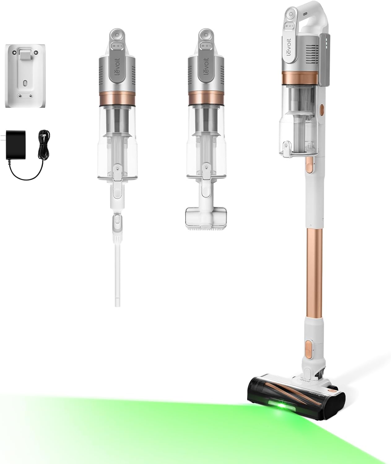 Levoit VortexIQ® Cordless Vacuum Cleaner for Pet Hair, 50-Min Runtime | Powerful Suction, NeoSight™ Green Light Dust Reveal, Anti-Tangle Brush, Self-Standing, 180° Lay-Flat Design, HEPA Filt
