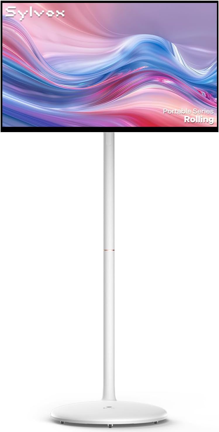 SYLVOX 32'' Smart Rolling Display with Stand, 1080P Portable Touchscreen Monitor for Streaming TV Apps, Built-in Battery(4-5H), Full Swivel Rotation for Home, Office & Entertainment